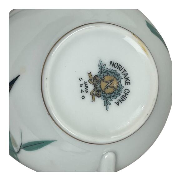 Noritake China Japan Snack Tray and Tea Cups Set of 4 Bamboo - Picture 2 of 7